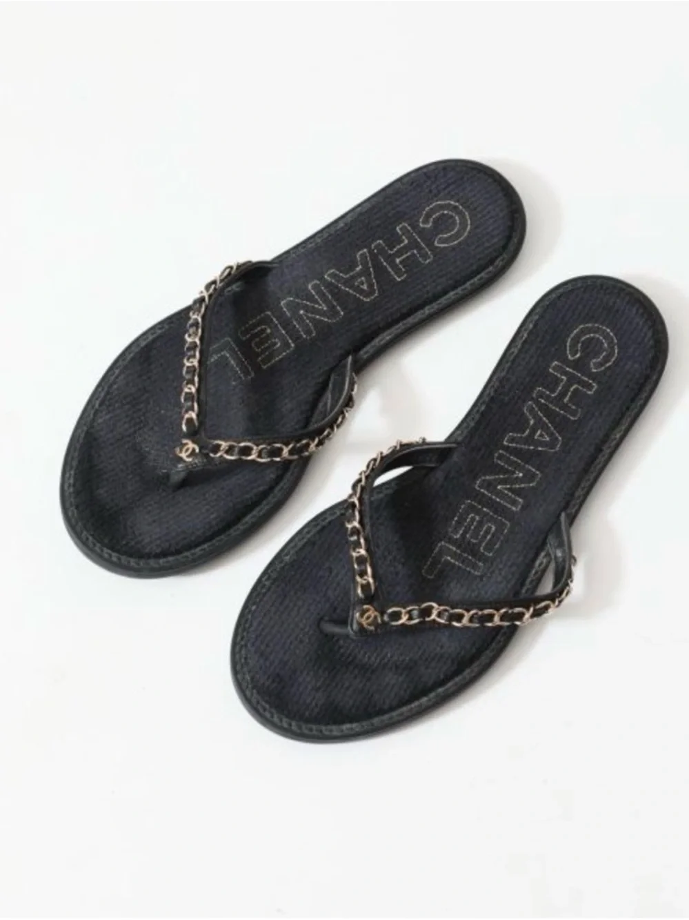 Chanel Chainlink 'CC' Slides Sandals 37